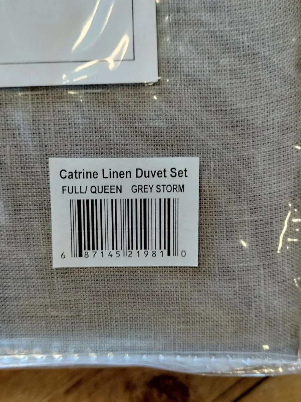 Melange Catrine Linen Crochet Lace Duvet Set Full/Queen Grey Storm 3 Piece